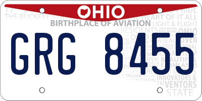 OH license plate GRG8455