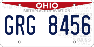 OH license plate GRG8456