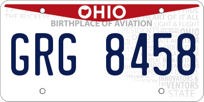 OH license plate GRG8458