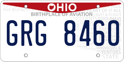 OH license plate GRG8460