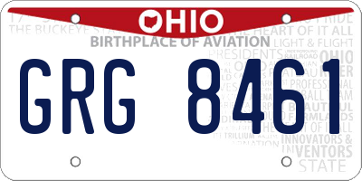 OH license plate GRG8461