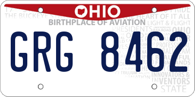 OH license plate GRG8462