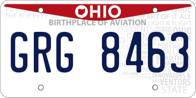 OH license plate GRG8463