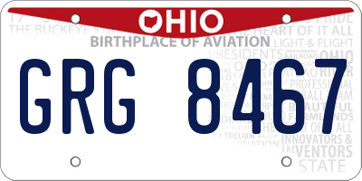 OH license plate GRG8467