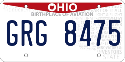 OH license plate GRG8475