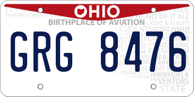 OH license plate GRG8476