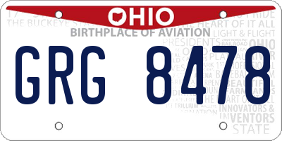 OH license plate GRG8478