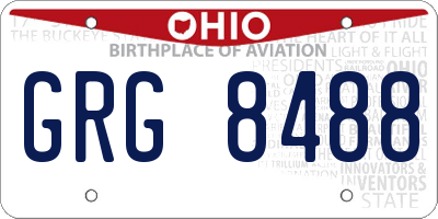 OH license plate GRG8488