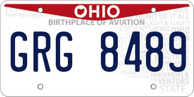OH license plate GRG8489