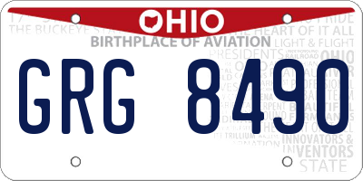 OH license plate GRG8490