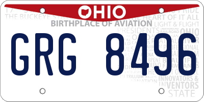 OH license plate GRG8496