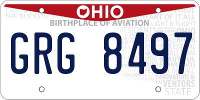OH license plate GRG8497