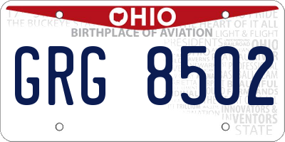 OH license plate GRG8502