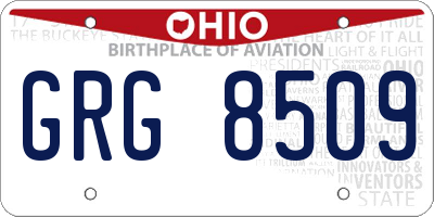 OH license plate GRG8509