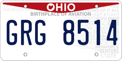 OH license plate GRG8514