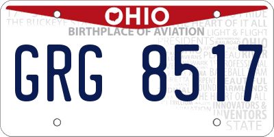 OH license plate GRG8517