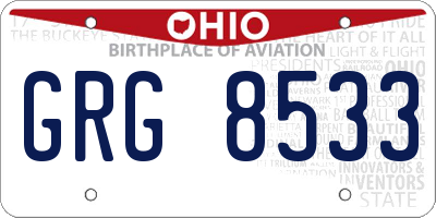 OH license plate GRG8533