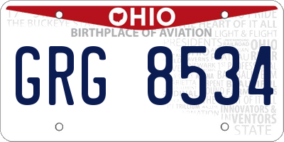 OH license plate GRG8534
