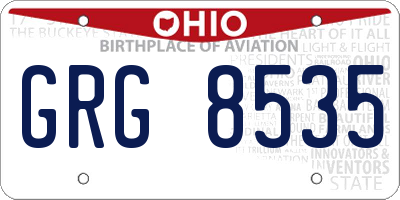 OH license plate GRG8535