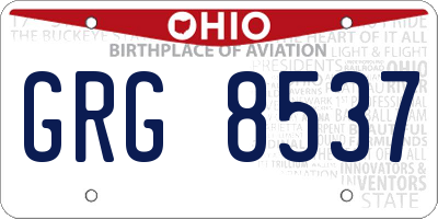 OH license plate GRG8537