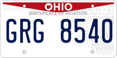 OH license plate GRG8540