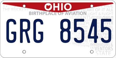 OH license plate GRG8545