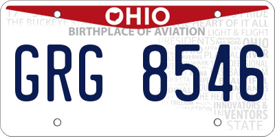 OH license plate GRG8546