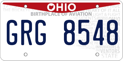 OH license plate GRG8548