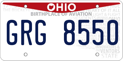 OH license plate GRG8550