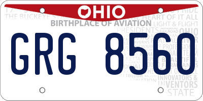 OH license plate GRG8560
