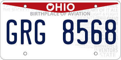OH license plate GRG8568