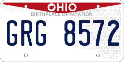 OH license plate GRG8572