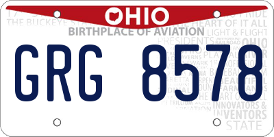 OH license plate GRG8578