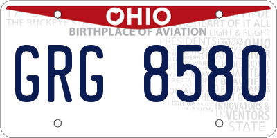 OH license plate GRG8580