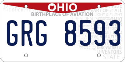 OH license plate GRG8593