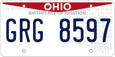 OH license plate GRG8597