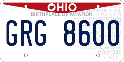 OH license plate GRG8600