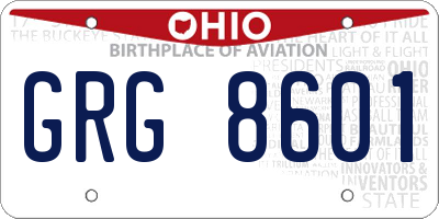 OH license plate GRG8601