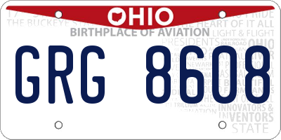 OH license plate GRG8608