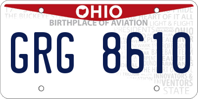 OH license plate GRG8610