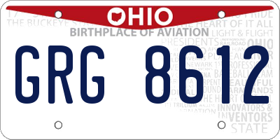 OH license plate GRG8612