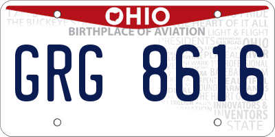 OH license plate GRG8616