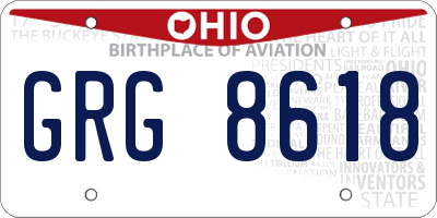 OH license plate GRG8618