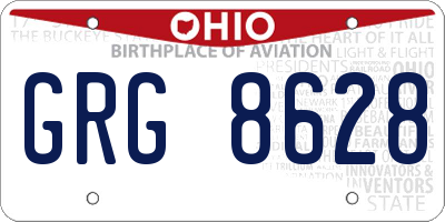 OH license plate GRG8628