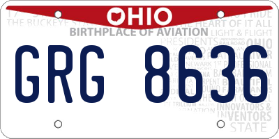 OH license plate GRG8636