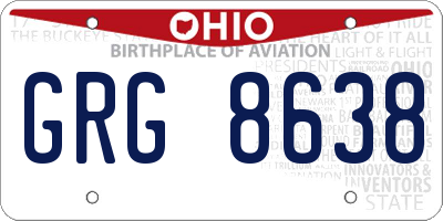 OH license plate GRG8638