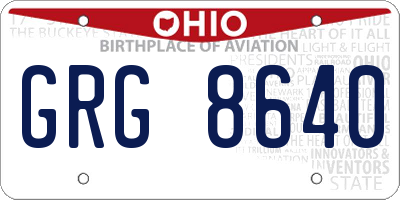 OH license plate GRG8640