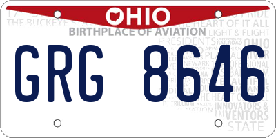 OH license plate GRG8646