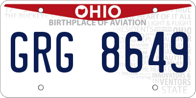 OH license plate GRG8649
