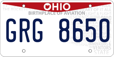 OH license plate GRG8650